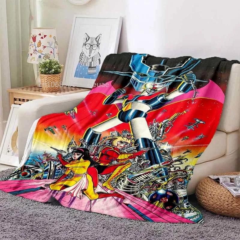 Mazinger Z UFO Robot Grendizer Flannel Blanket Cartoon Anime Children Soft Cover Lightweight Bed Sofa Chair Blanket
