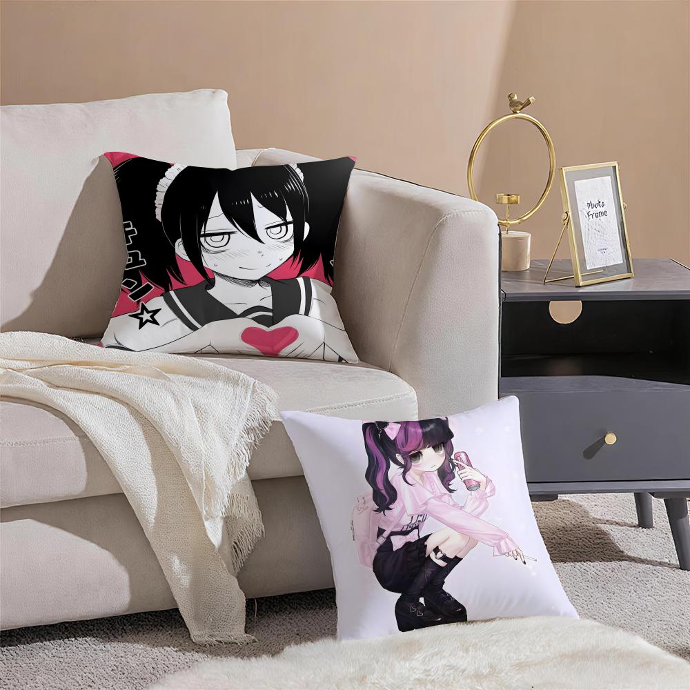 Watamote K-Kuroki T-Tomoko Cushion Cover Linen Pillowcase Cover Soft Decor For Sofa Home Room