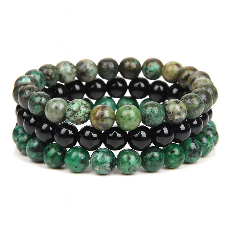 Geometric Agate Beaded Bracelet Set With Turquoise And Amethyst For Men And Women