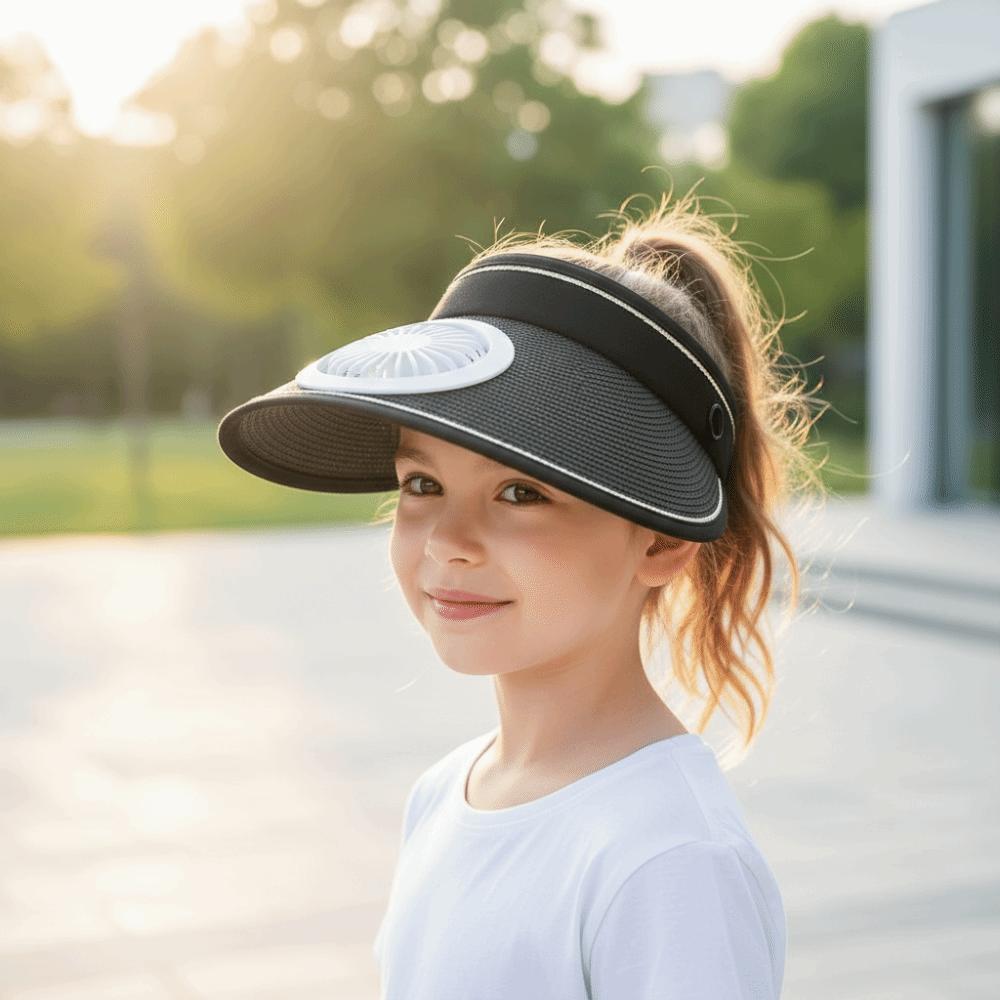 Long-lasting Empty Top Fan Hat Portable Parent-Child Visor Cap Girls / Boys