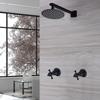 8'' High Pressure Shower Head with 2-Handle Mixer Valve Kit, G1/2" Thread, Wall Mounted Round Rain Shower Faucet Set Black