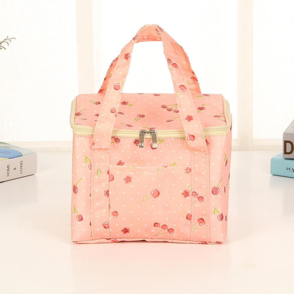

Large Square Insulation Bag with Polka Dot Oxford Cloth, Rice Box Bag, Large Capacity Ice Pack, Hand-Held Cartoon Organizer