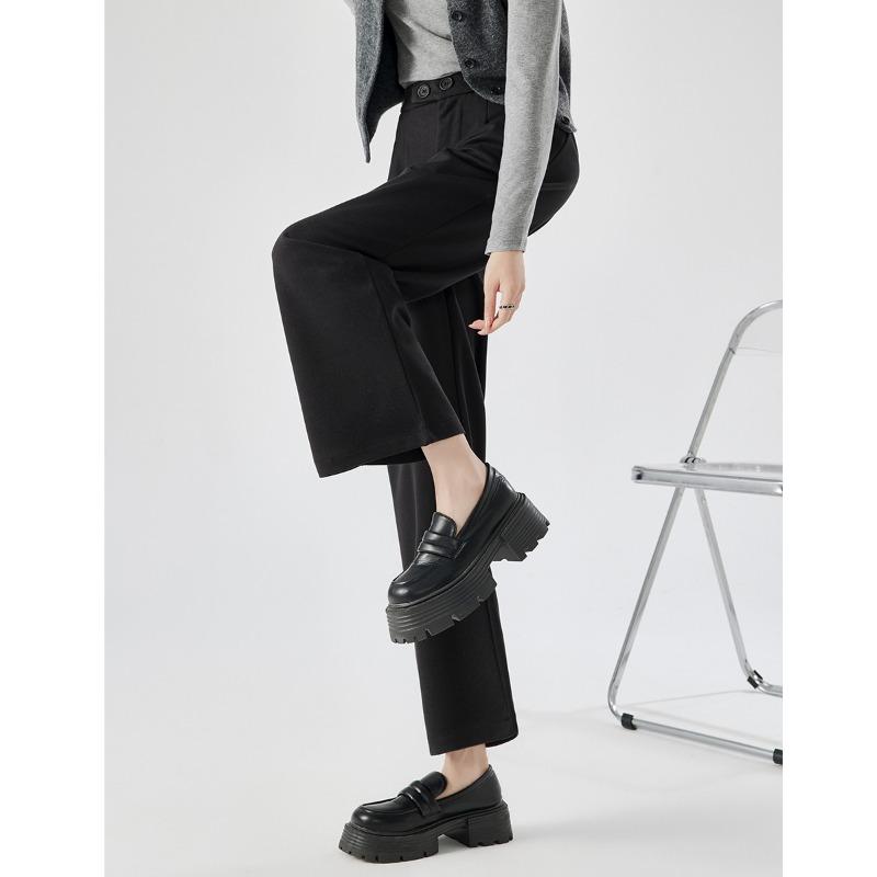 Woolen suit pants women's spring and autumn new high-waisted drape wide-leg pants loose and thin narrow floor-mopping trousers