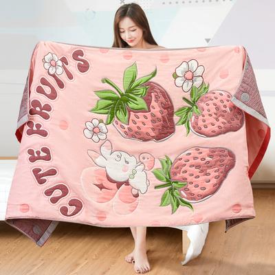 Serviette de bain mignonne rose fraise 75 X 160cm Coton Grande serviette Douce Absorption d'eau Serviette de bain, 1 pièce