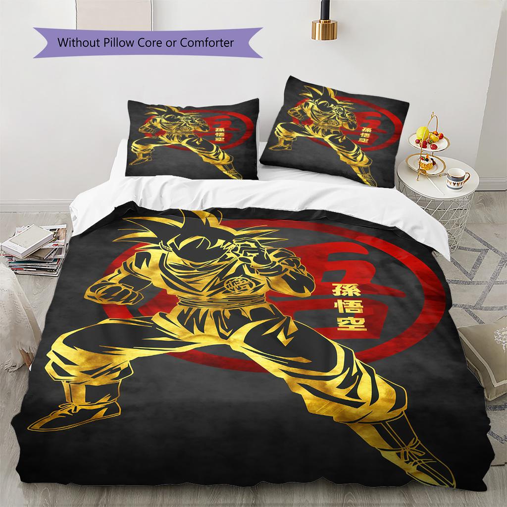 Dragon Ball Full Size Bedding Set Soft Microfiber Duvet Cover Breathable for Bedroom
