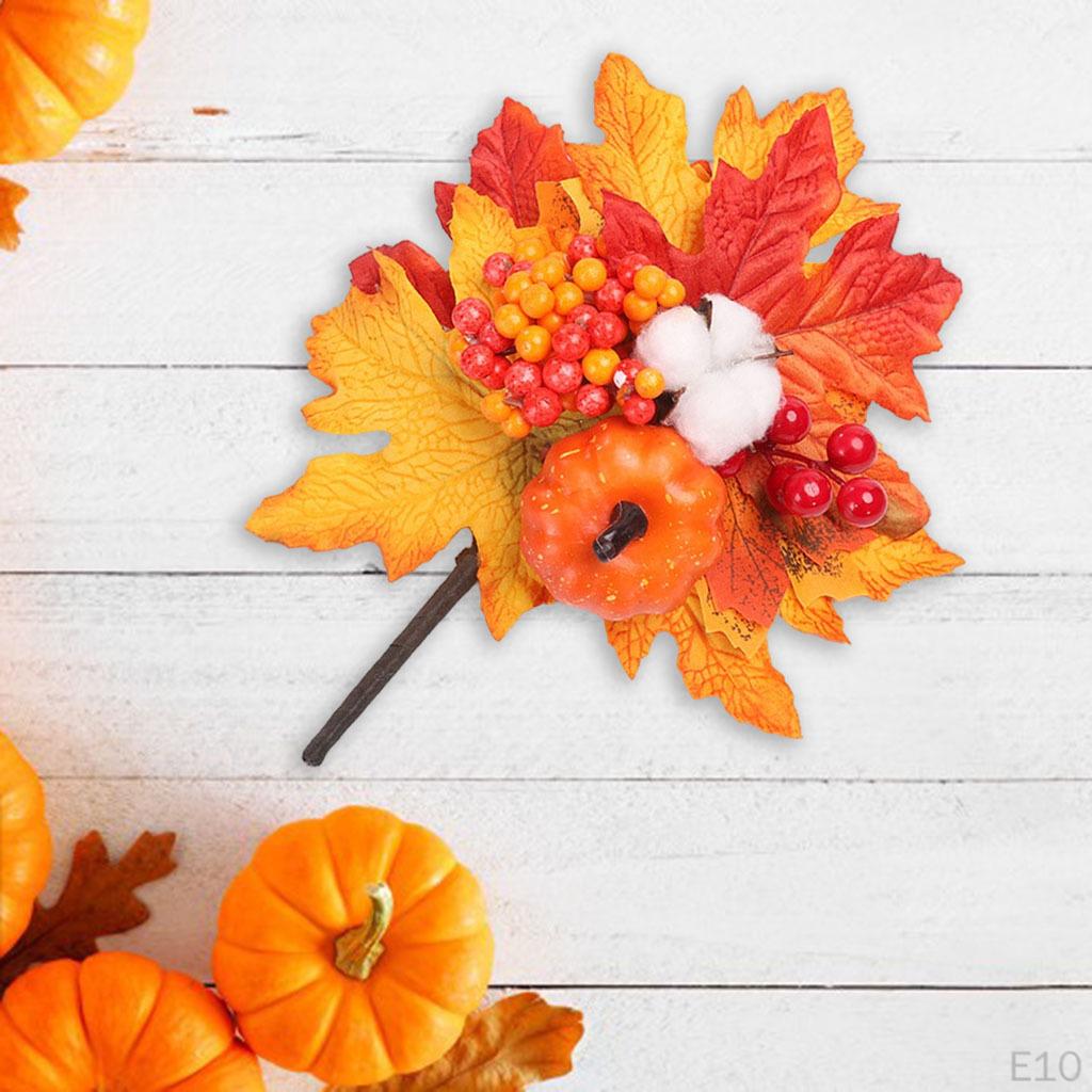 Artificial Maple Branches Vine Foliage with Pumpkin DIY Halloween Decor Kitchen Festival Table