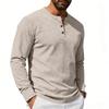 Men S Slim Fit Solid Color Long Sleeve Henley Casual T Shirt