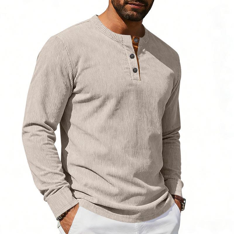 Men S Slim Fit Solid Color Long Sleeve Henley Casual T Shirt