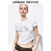 UR2026 Women's Casual Lamb Print Pleated Slim Short T-Shirt
