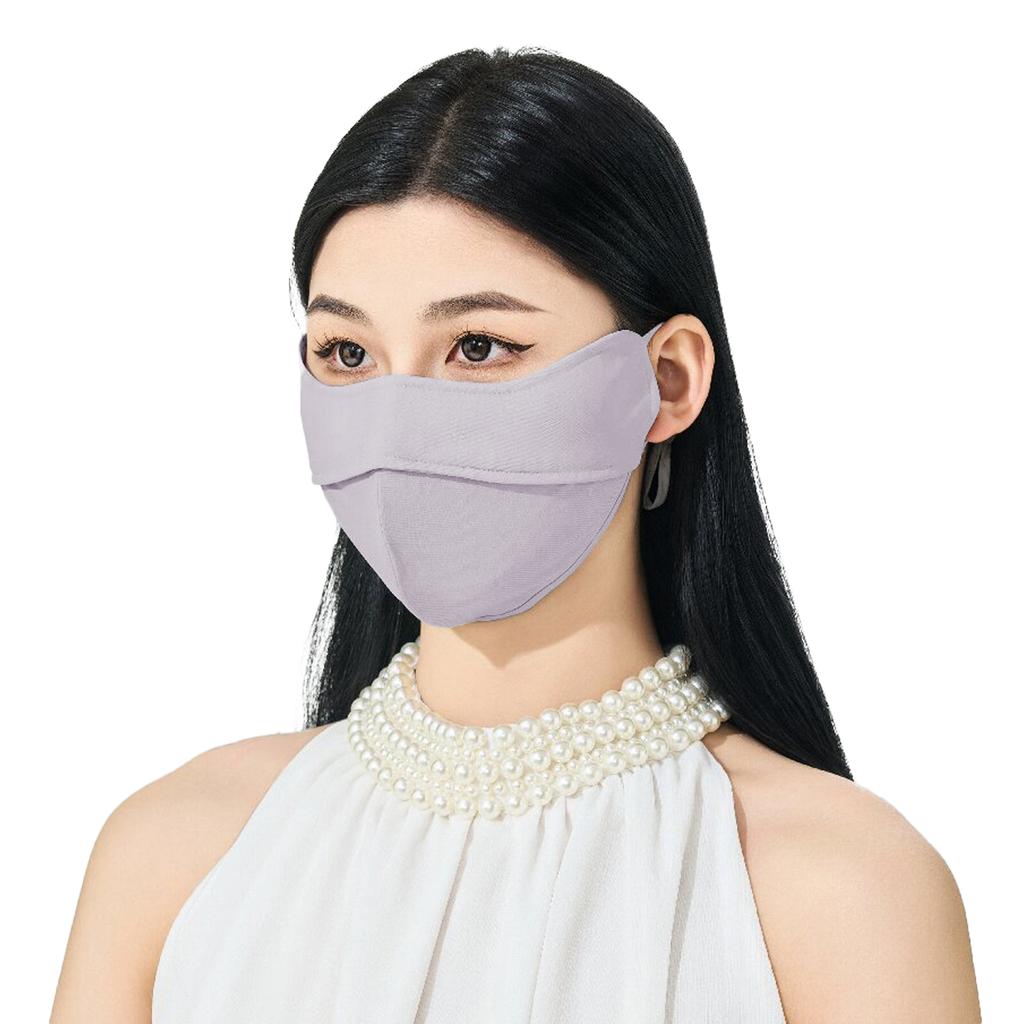 Women 3D Stereo Sun Protection Mask UPF50+, Ice Silk Anti Ultraviolet Face Mask, Eyewrap Design Adjustable String Breathable Summer Outdoor Mask