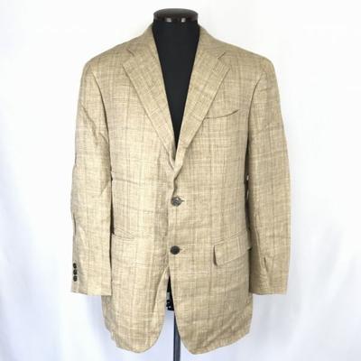 /100% Linen Tailored Jacket/Men’s L/R50-46/Beige/Single/2-Button/Half Lined/Made In Japan(USED)