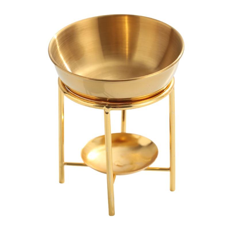 Vierfach Edelstahlschale Goldener Aromatherapie-Ofen Ätherisches Öl Heizlicht Haushalts Wachsschmelzlicht