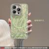 Splash ink green apple magnetic suction bracket is suitable for Apple 16 mobile phone case feather yarn lens film advanced anti-drop