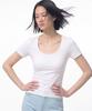 BASIC HOUSE Women'S Modal Spandex U-Neck Slim Fit Short Sleeve T-Shirt White