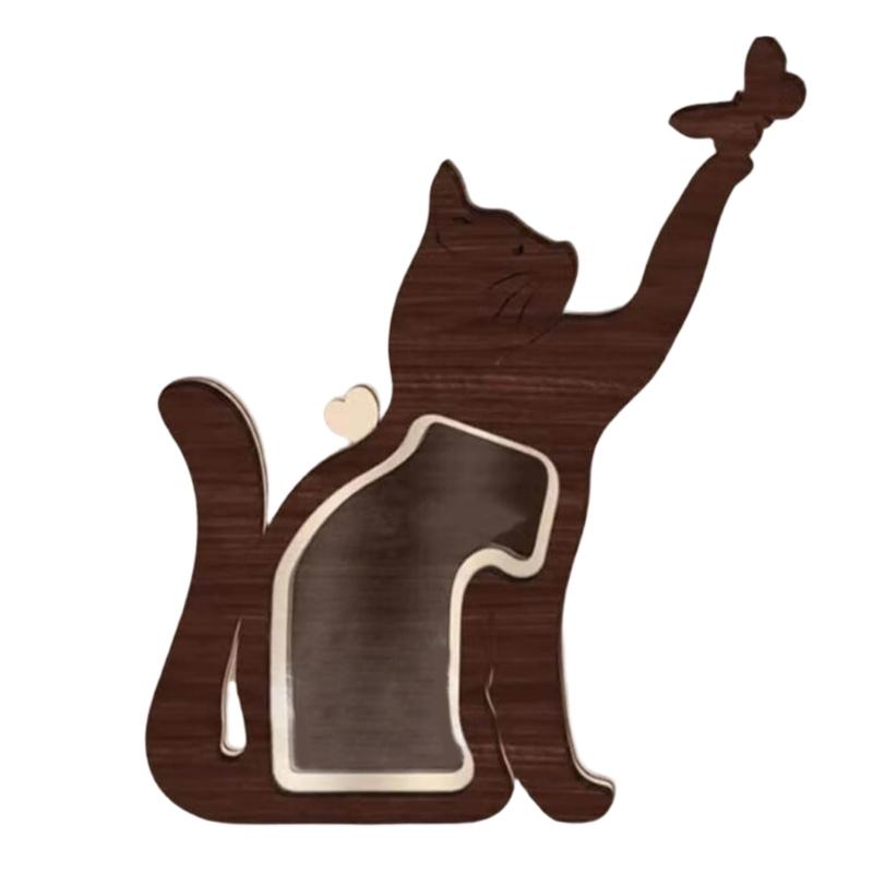Wood Pet Hair Keepsakes Box Dog Cats Sculpture For Customizable Pet Name Memorial Display Handmade Home Tabletop Decors