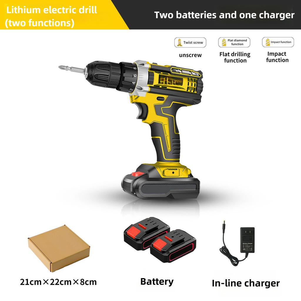 Rechargeable Handheld Electric Screwdriver Impact Lithium Drill Multifunctional Household Wood Drilling Power Tool