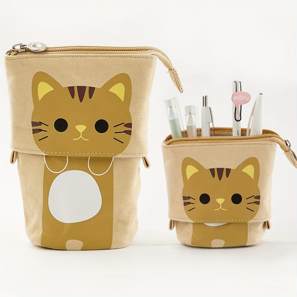 Cute Zipper Retractable Vertical Pencil Case Suitable for Students To Use Fashionable Student Stationery with Various Colors