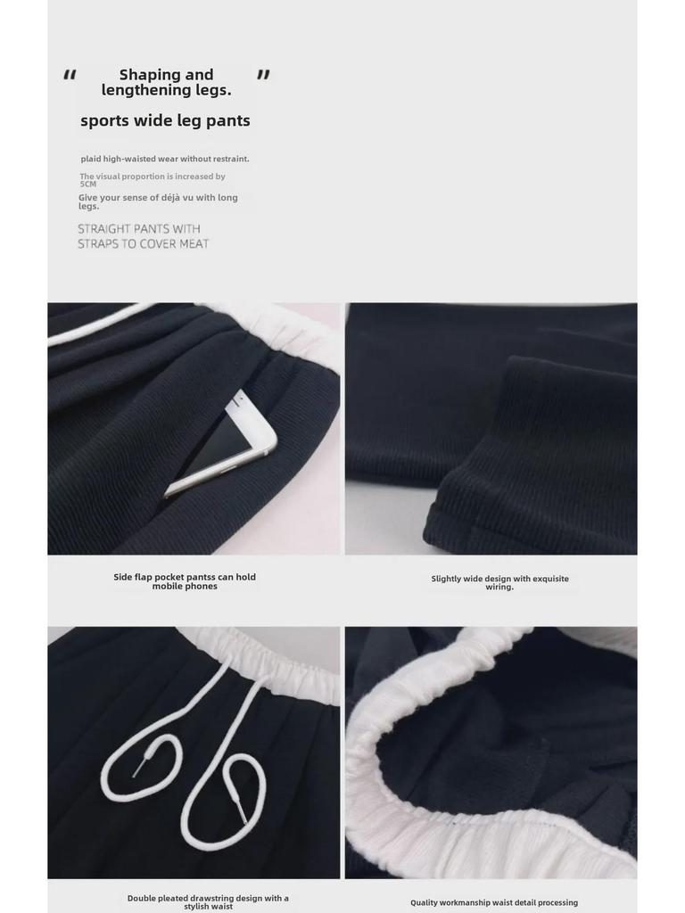 Unisex Spring/Autumn Loose Fit Wide-Leg Sweatpants: Versatile Casual Wear for Students