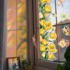Xc6015-Zy Colorful Sunlight Yellow Flower Butterfly Window Sticker Double-Sided Printing Visual Static Window Sticker Pvc