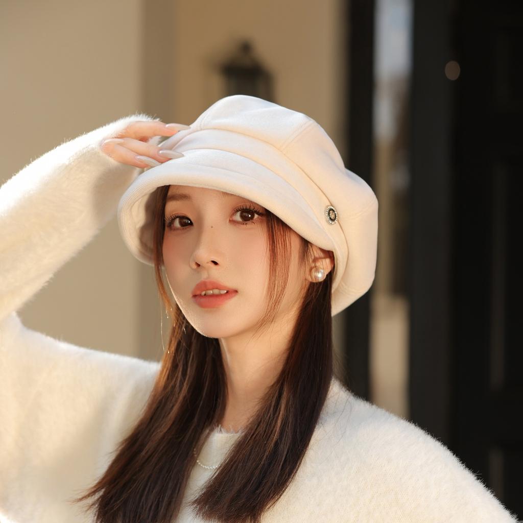 Beret Female Autumn and Winter Retro Painter Hat Fashion Duck Tongue Octagonal Hat