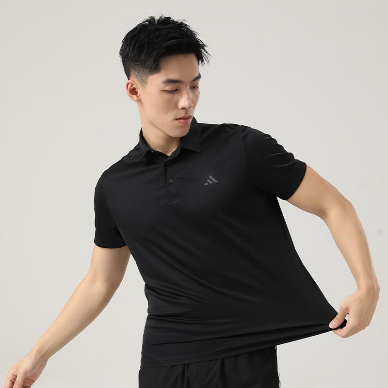 adidas Golf Three Stripes Logo Casual Breathable Quick-Dry Short Sleeve Polo Shirt Men Tops Black KD7255