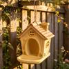 Wild Bird Gift for Gardeners House Shape Hanging Feeder Outdoor Garden Decor, Weatherproof Resin Backyard Watching Supplies with Large Capacity Tray &
