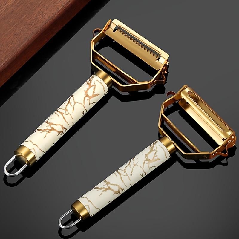 

2pcs Stainless Steel Peeler Kitchen Multi-Functional Potato Fruit Scraper Vegetable Peeling Tool золотистый