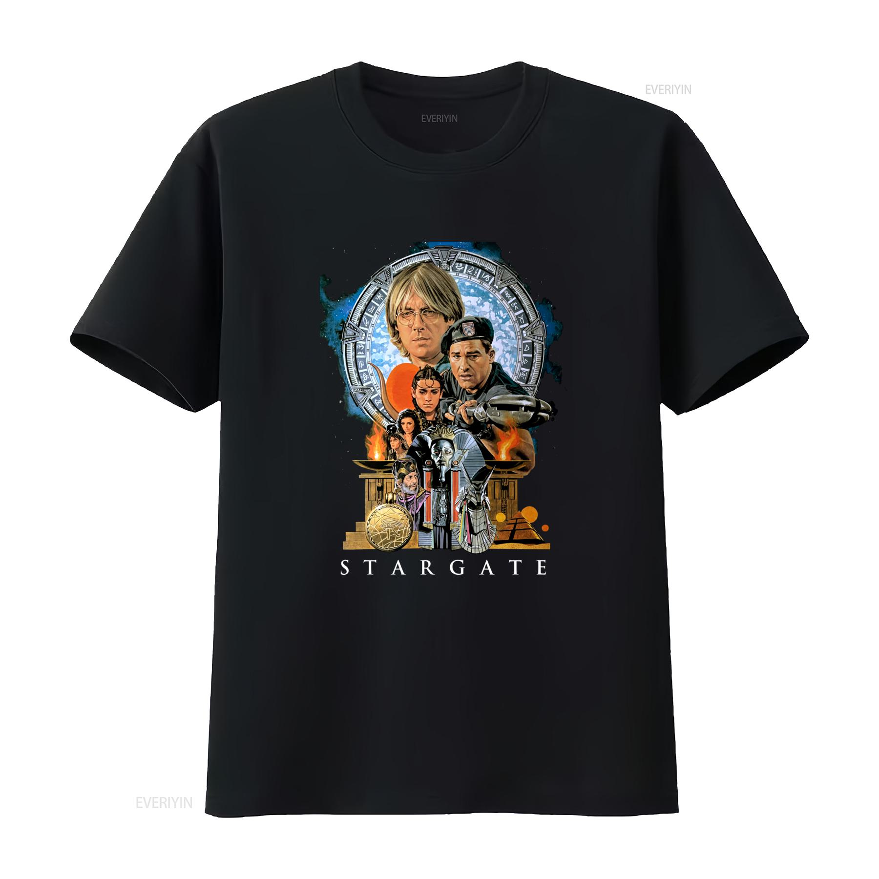 

Stargate Sci Fi Movie Black T Shirt with Iconic Characters Design Size S 5XL vintage Washed fashion Top For Everyday Wear 4XL