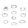 Fashion Women's 10 Piece Ring Set - Ladies Ring  Metal Ring Glossy Ring  Metal Ring Holiday Gift