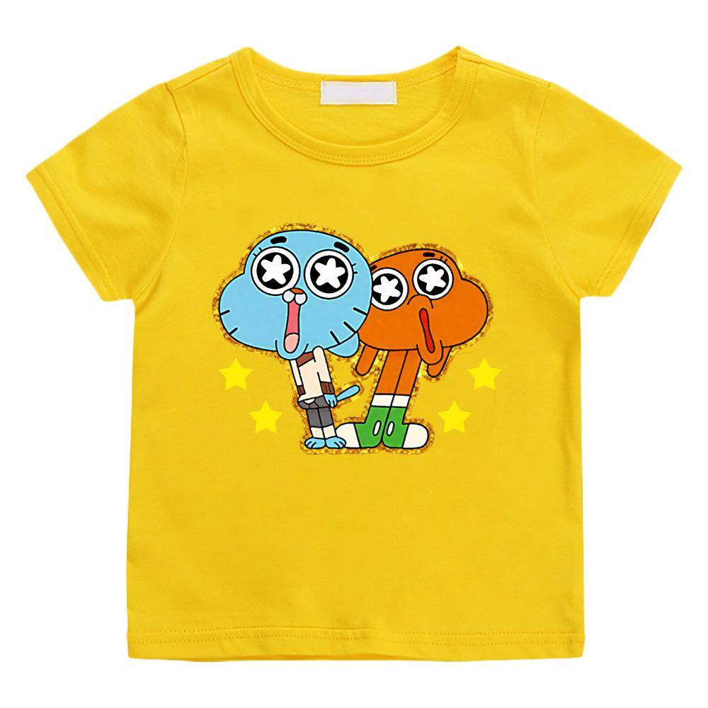 Die wunderbar seltsame Welt von Gumball Sommer Cartoon 100% Baumwolle Druck Cartoon Kurzarm Kinder T-Shirt Animationskostüme