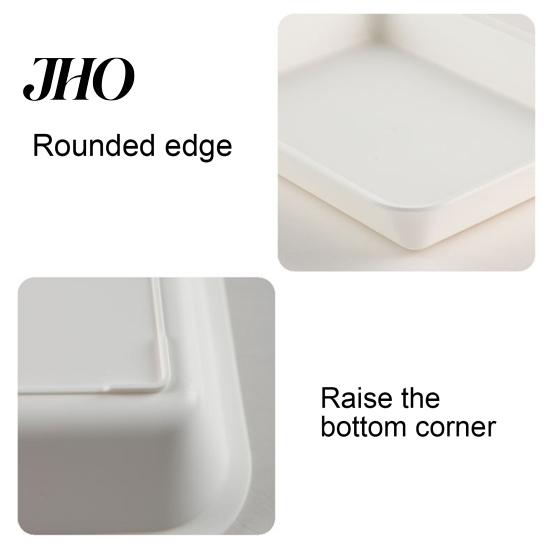 Storage Food Tray White Stackable Round Edges Easy to Clean Spill Dessert Platter Resistant Multipurpose Plastic Hot Pot Serving for Dining Room