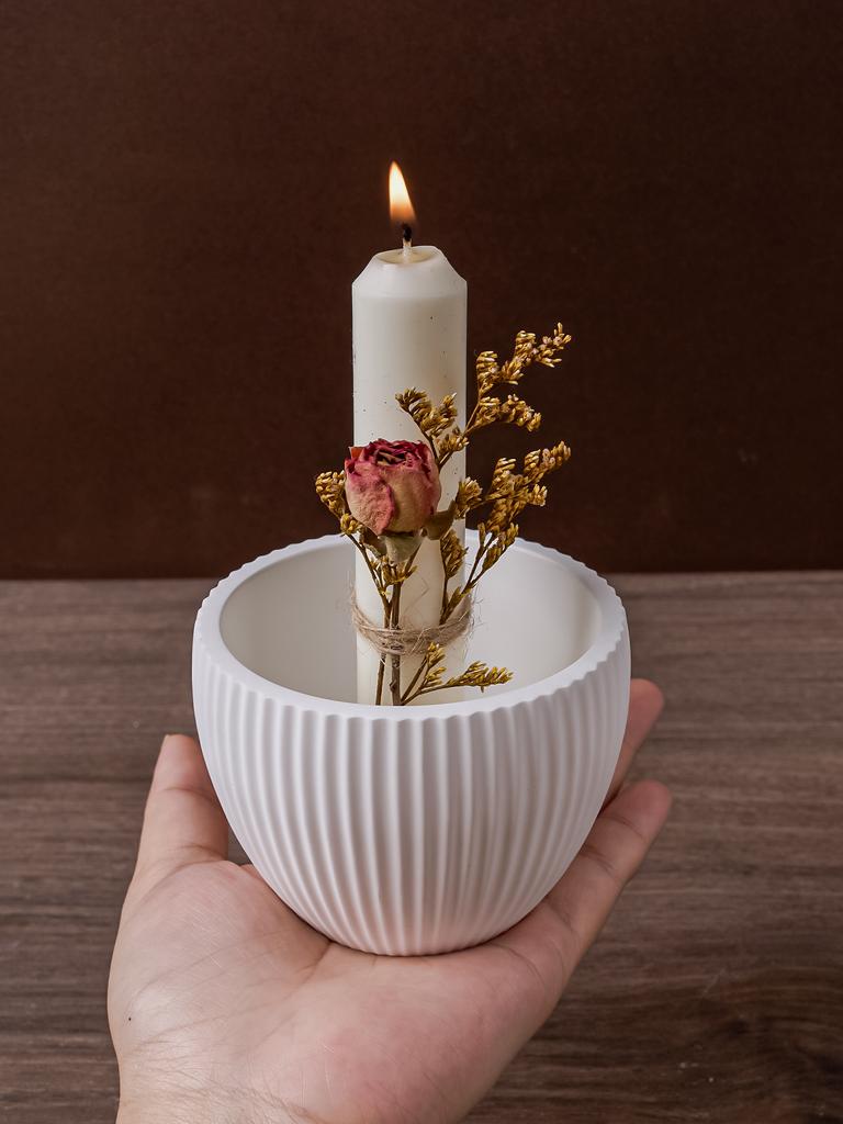 DIY Einfacher Streifen Kerzenbecher Silikonform Handgemachter Kerzenhalter Zement Gipsform Blumentopf Harz Handwerk Gießen Wohndekor