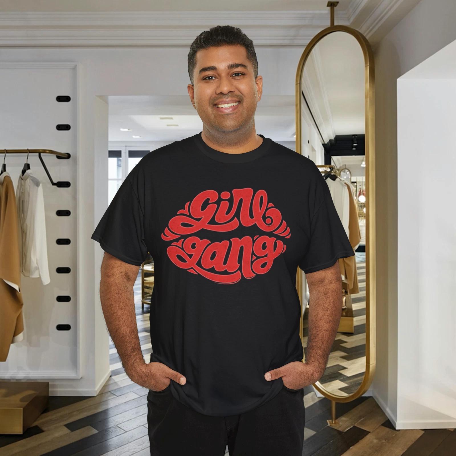 Girl Gang T-Shirt Bold Retro Script Feminist Empowerment Graphic Tee L