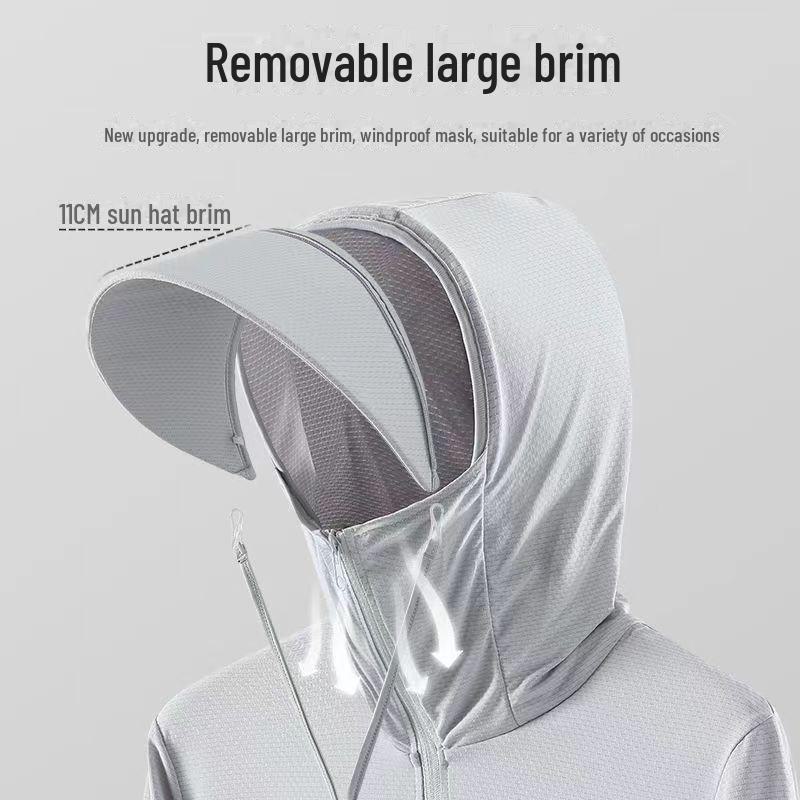 "Unisex UV Protection Detachable Brim Ice Silk Jacket"