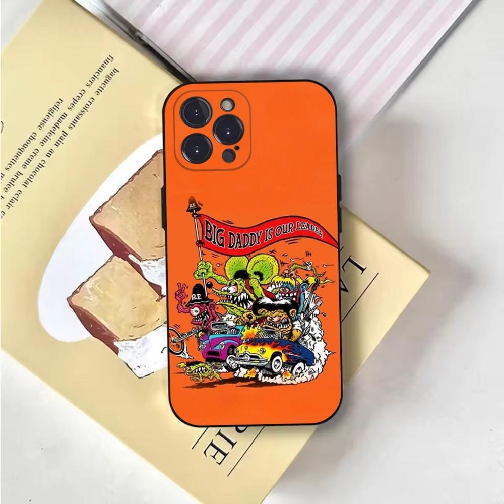 Cartoon Rat Fink RF Phone Case For iPhone 16,15,14,13,12,11,Pro,X,XS,Max,XR,Plus,Mini Soft Black Cover