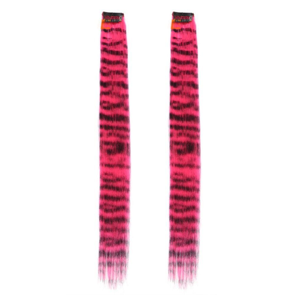 2Pcs Rainbow Long Straight Hairpiece Seamless Hanging Ear-dye Wig Feather Hair Extensions  Women