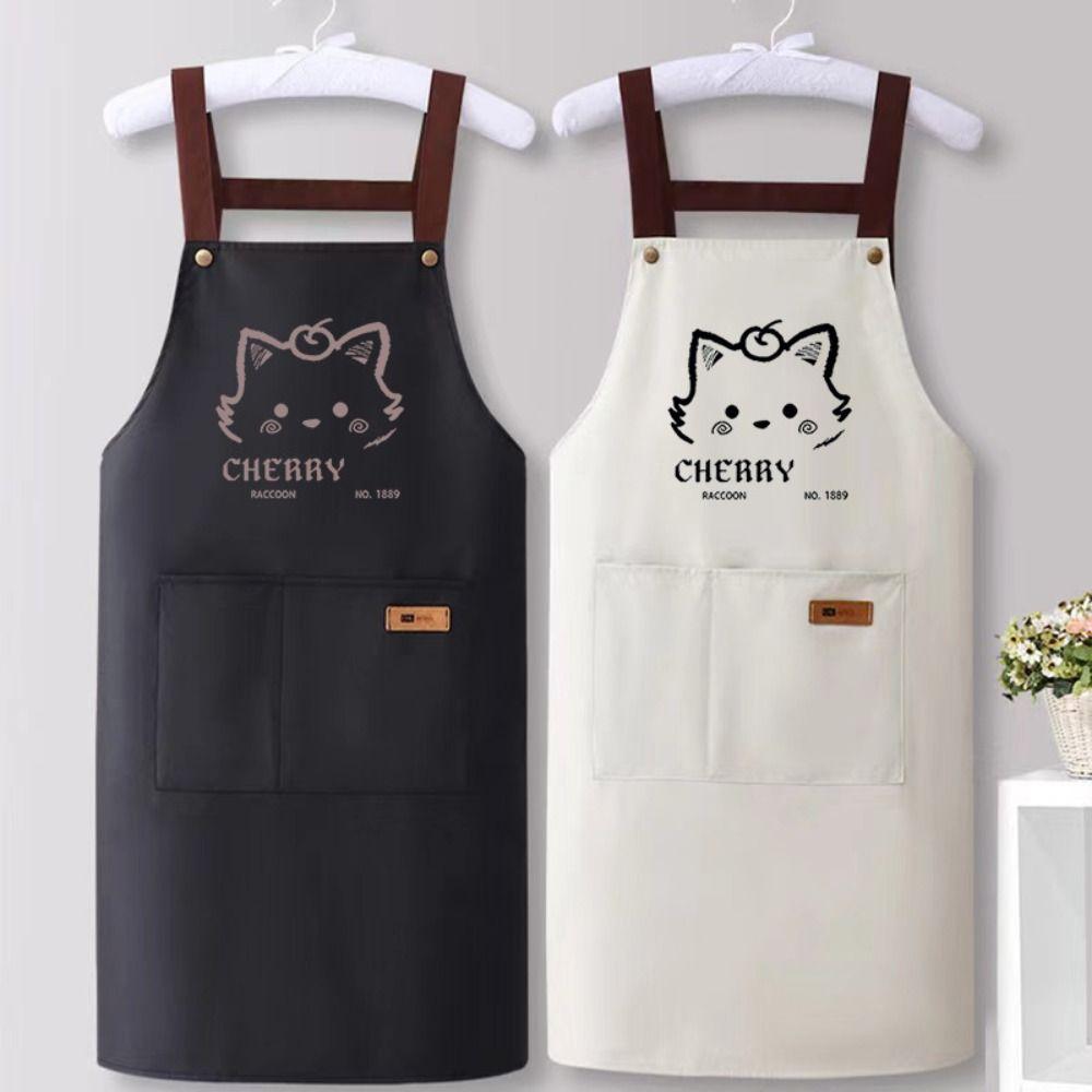 Cartoon Cats Printing Kitchen Apron Oil Proof Waterproof Workwear Apron Easy To Clean Household Cook Apron Home & Garden