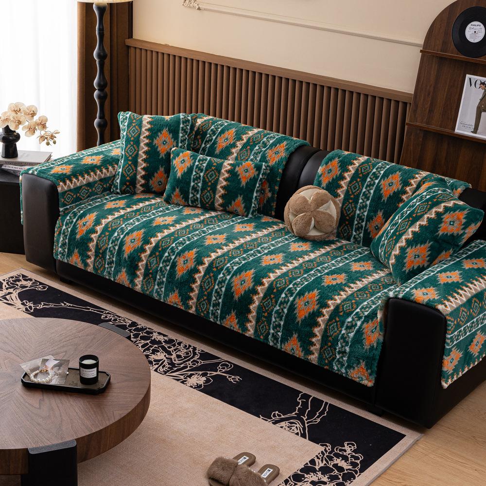 Bohemian Style Rabbit Plush Sofa Cushion  New Sofa Cover Autumn And Winter Premium Blanket