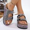 Thick-soled Rhinestone European and American Sandals 2025 Summer Plus Size Belt Buckle Soft-soled Flip-flops Women