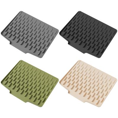 No-Spill Silicone Dish Drying Mat Multi-Functional Foldable Slope Drain Mat Worktop Saver Anti-scald Coaster Pot Pad For Kitchen