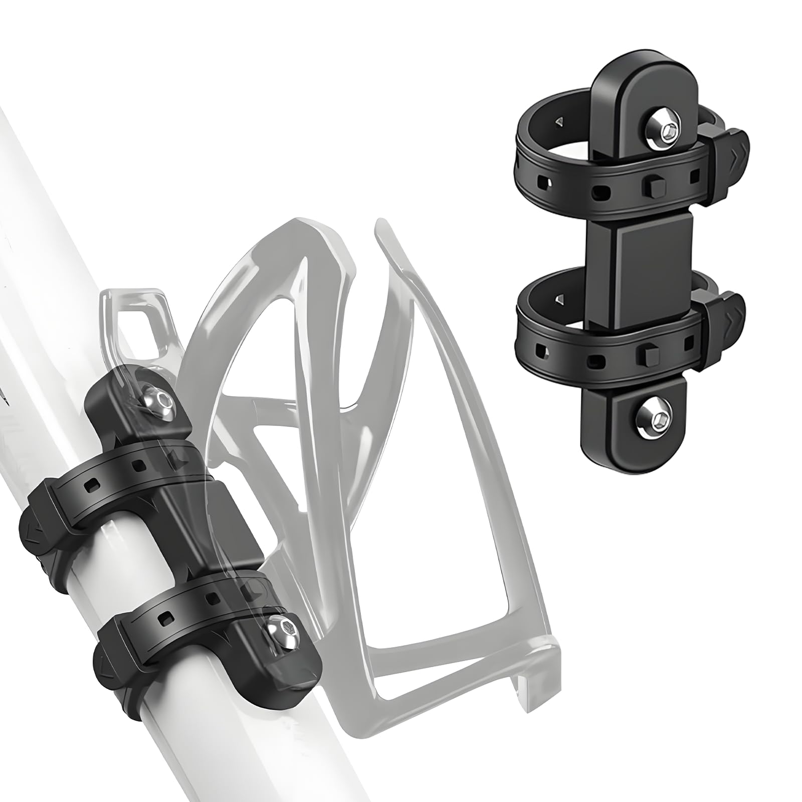 

BaraRose Bottle Cage Holder for Bottle Cage Cup Adjustable Silicone Easy No Drilling Compatible with Road Bonus M3 Hex Bolts Tie Wraps Adapter/Drink чёрный