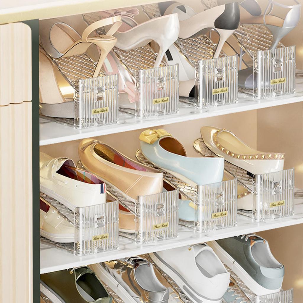 1Pcs Shoe Stacker Adjustable Shoe Slots Organizer Shoes Slots Space Saver Double Deck Rack Holder For Closet Organization