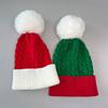 1PC/2PCS Fluffy Balls Christmas Knitted Hat Winter Beanie Santa Hat 2026 New Year Party Kids Gift Navidad Noel Xmas Decoration