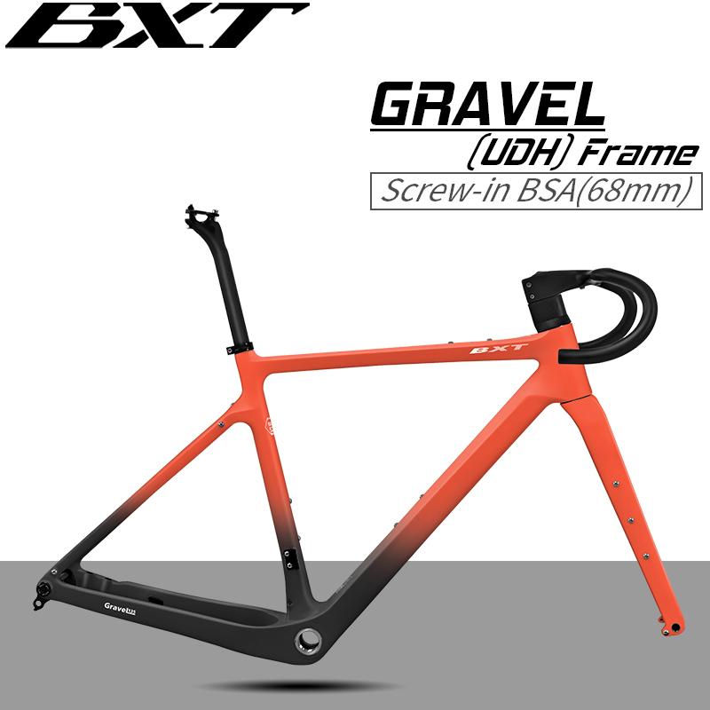 BXT T1000 Telaio Gravel in Carbonio Telaio per Bicicletta Gravel a Disco Asse Passante 700C/27.5er Telaio per Bicicletta da Strada Passaggio Cavi Completamente Nascosto Gancio UDH