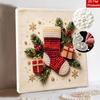 DIY 5D Perlenmalerei-Set Gerahmt mit Weihnachtsstrumpf-Geschenkdesign Funkelndes Perlen-Leinwandbild Kreatives Geschenk für Kinderzimmerdekoration