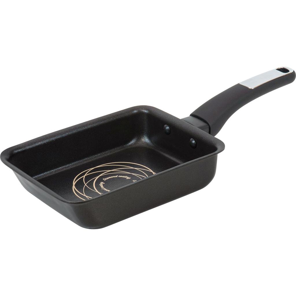 Wahei Freiz Starke und Leichte Eierpfanne mit leicht erhöhtem Rand 13 x 18 Seidenware EK Diamantbeschichtet Eier Liebes Labyrinthrand, Tief, cm, IH/Gas Kompatibel,