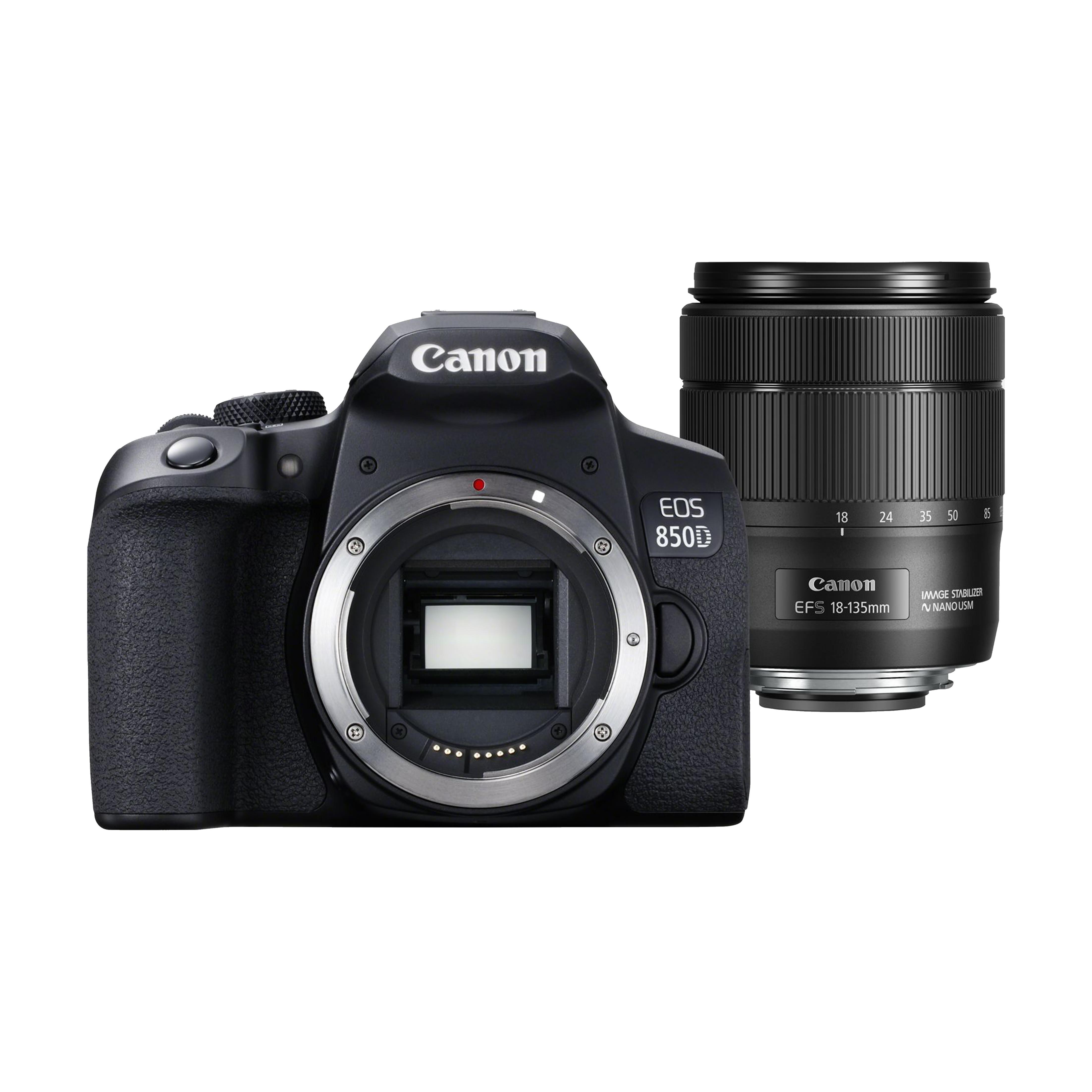 Canon EOS 850D DSLR Camera + EF-S 18-135mm F3.5-5.6 IS USM Zoomlens zwart