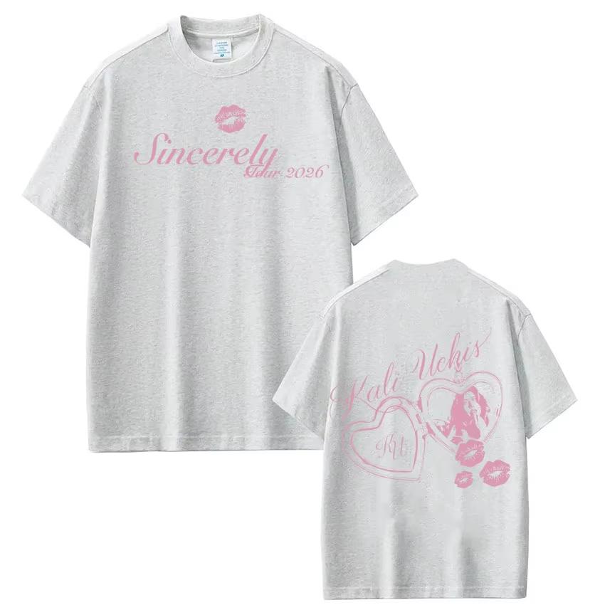 KALI UCHIS Sincerely Tour 2026 Print Tshirt Men Women Fashion Pure Cotton Tshirts Summer Harajuku Casual TShirts Streetwear