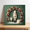 Framed Pearl Art DIY Kit with Christmas Nutcracker and Holly Wreath 3D Sparkling Bead Canvas Painting Handmade Gift for Home Decoration