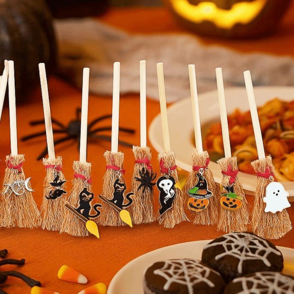 10cm Halloween Broom Spider Ghost Halloween Party Decoration  Dollhouse Decoration